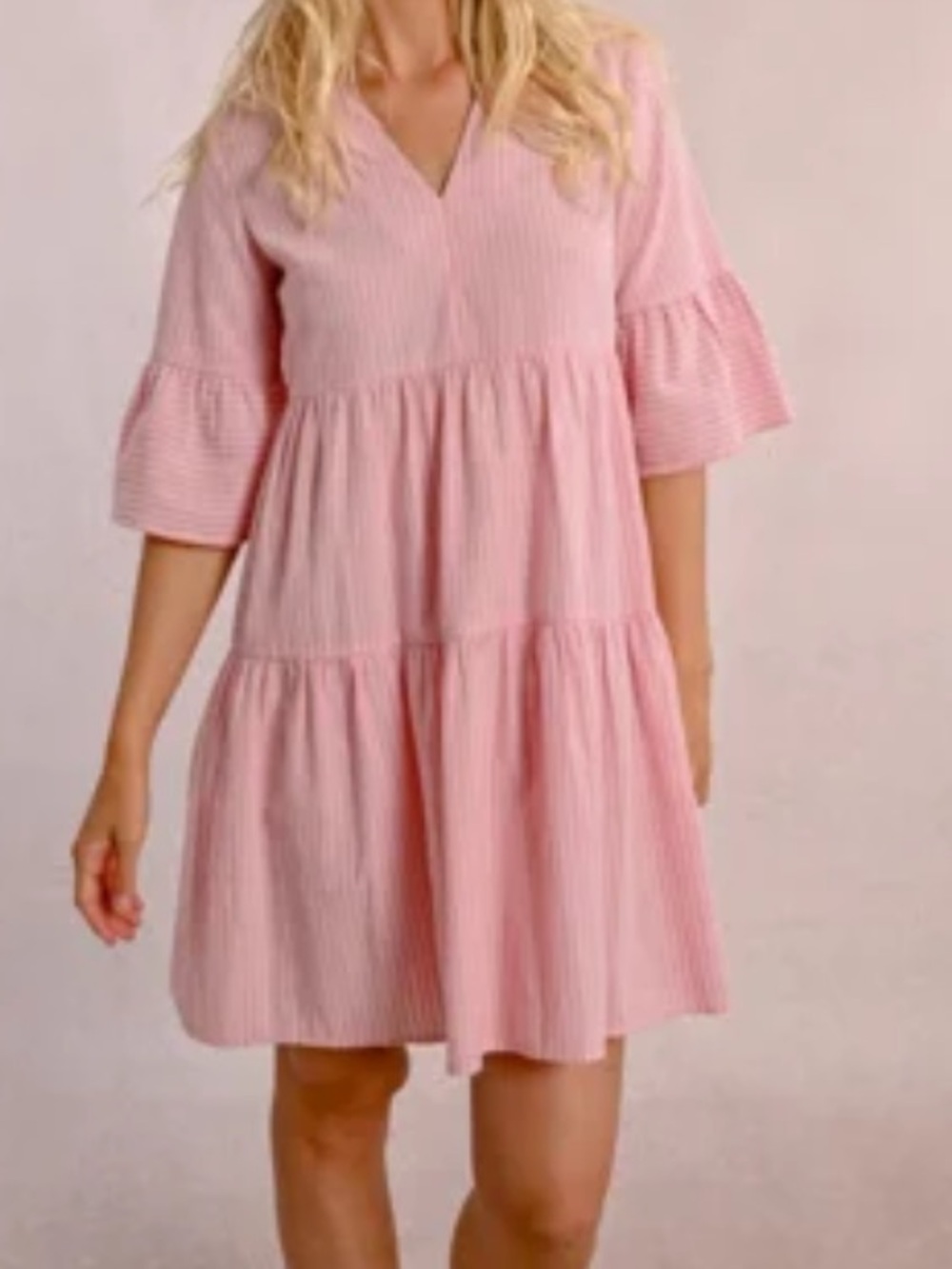 Shannon Passero Pink Cotton Midi  Dress Size L  Gauze Summer Babydoll Ptp 20.5”